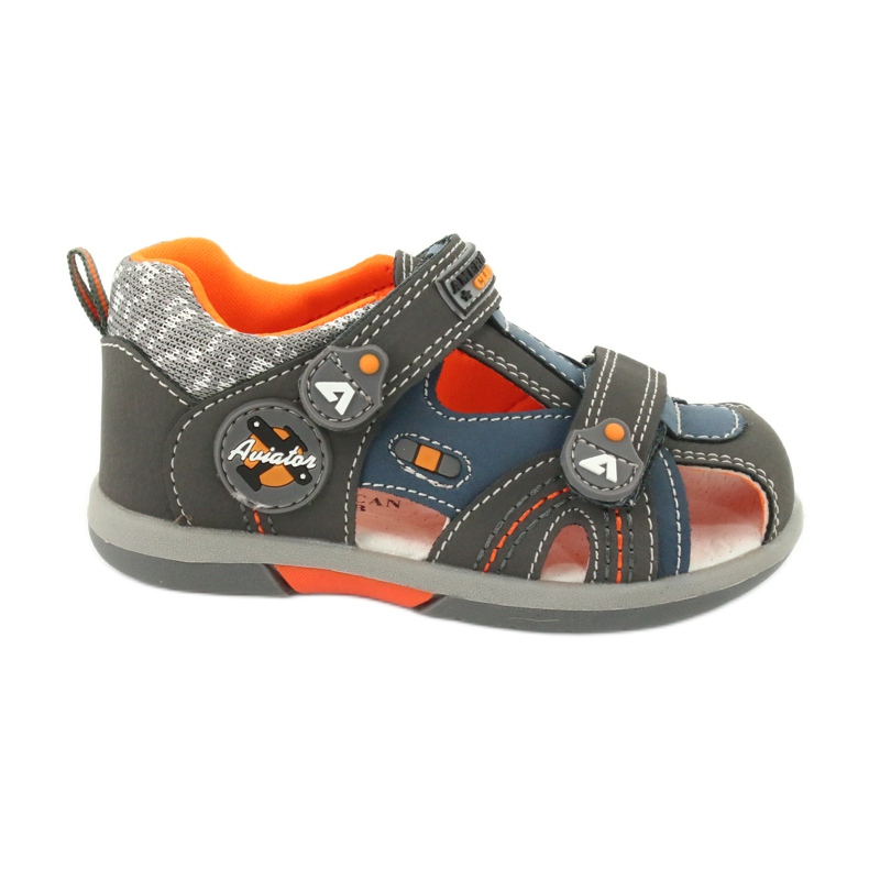 Sandalias de niño con velcro American Club DR09 / 20 azul naranja gris