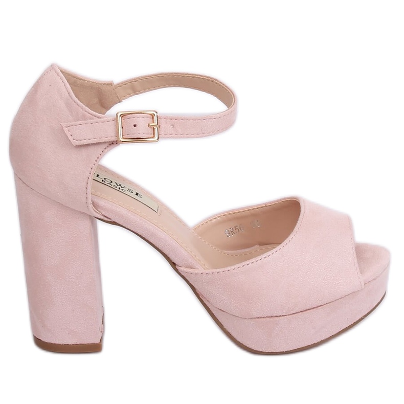 Sandalias de tacón beige y rosa 9R56 Nude