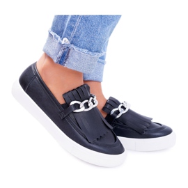 Zapatillas De Mujer Slip On Lu Boo Mocasines Con Flecos Negro Nefrette