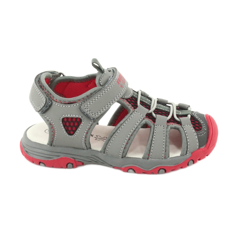 American Club Sandalias Inserto de cuero rojo gris XD06/20