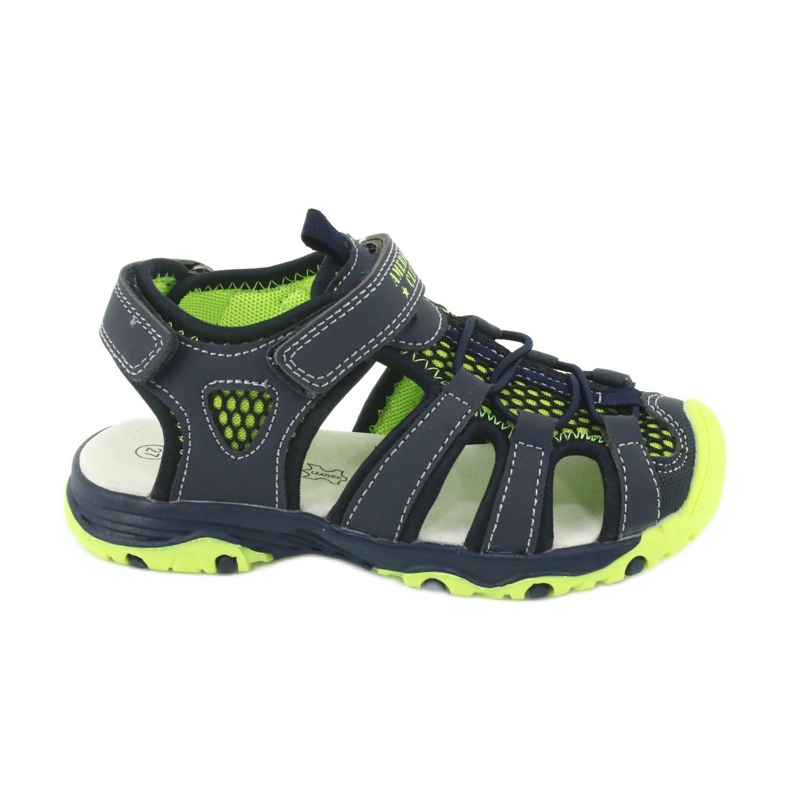 Sandalias en piel American Club XD06 / 20 azul marino verde