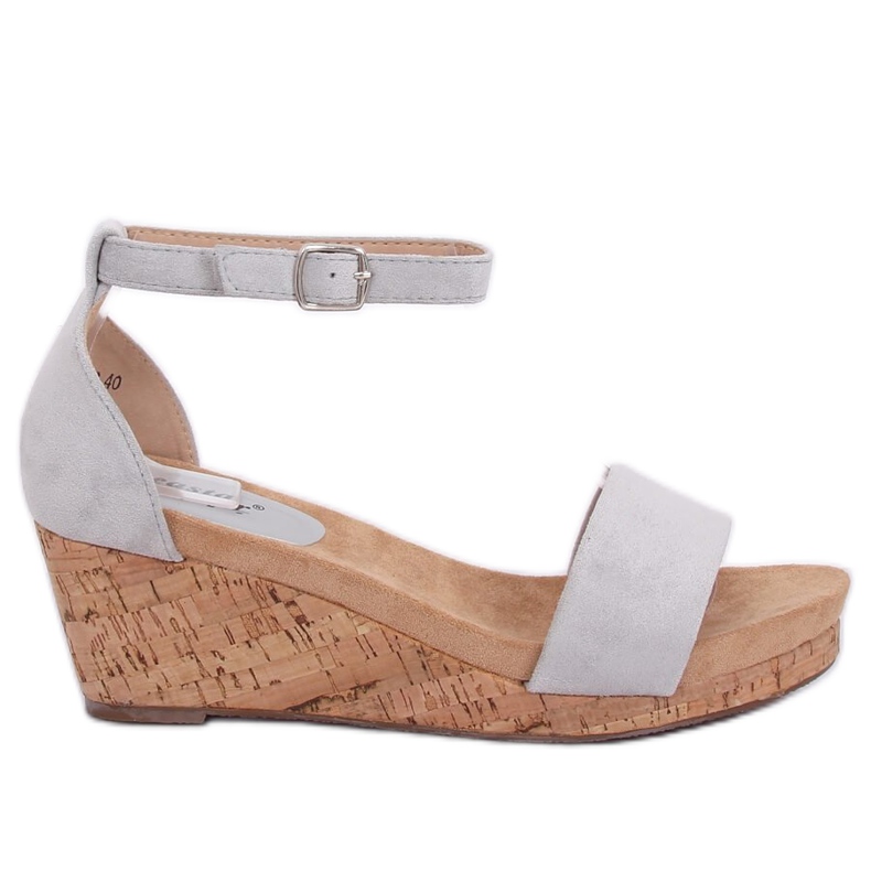 Sandalias grises con tacón de cuña de corcho LL-228P Gris