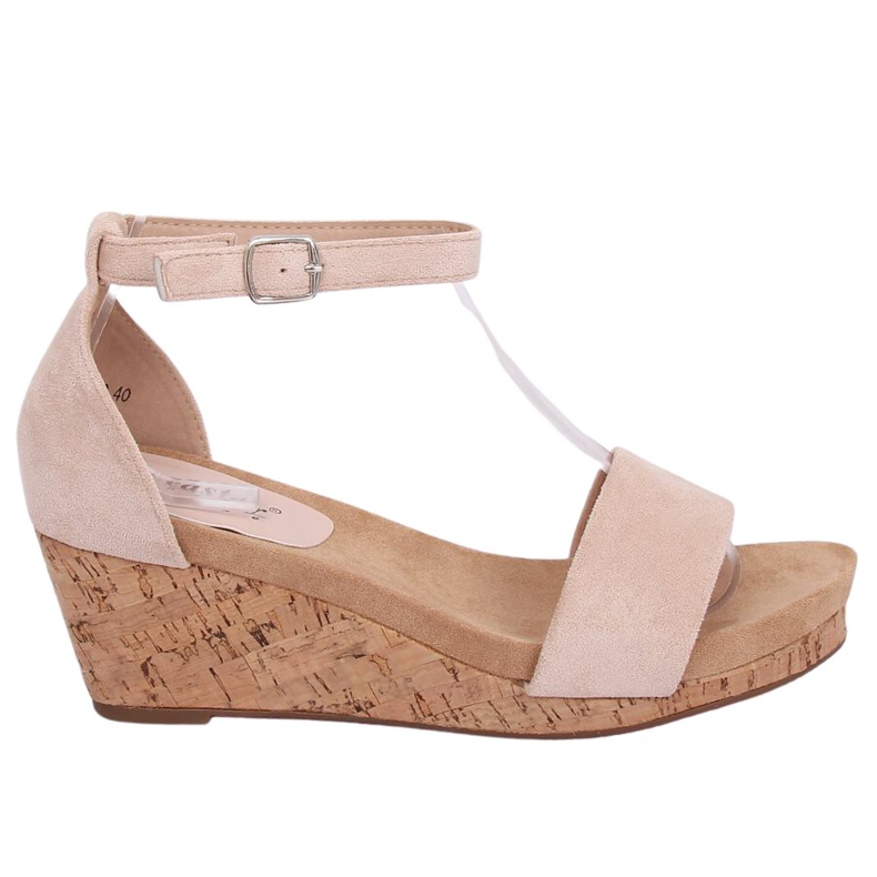 Sandalias con cuña de corcho beige LL-228P Beige Sandalias con cuña de corcho beige LL-228P Beige
