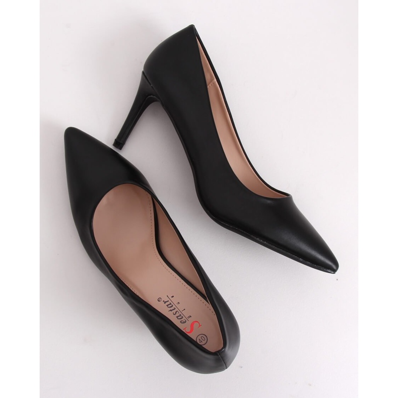 Negro CD62P Stilettos de tacón bajo negros