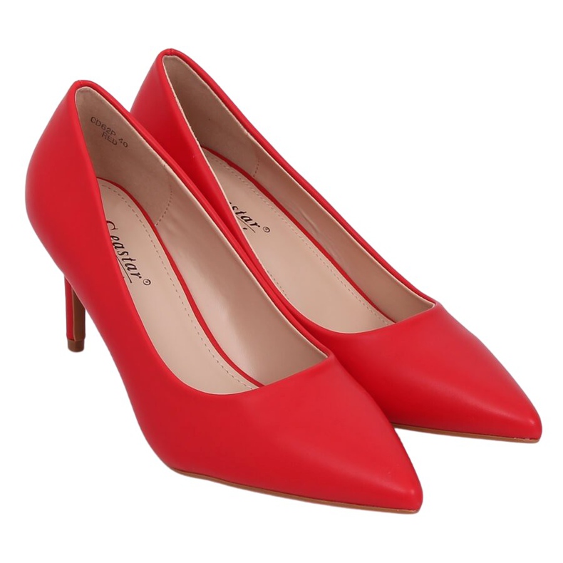 Rojo CD62P Stilettos tacón bajo rojo