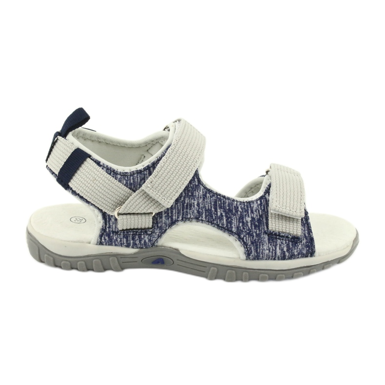 Sandalias con aplicación de piel American Club RL25/20 azul marino y gris