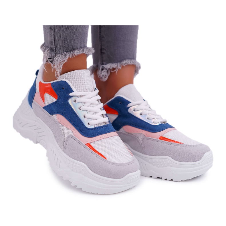 Zapatillas Deportivas Mujer Suela Gruesa Blanco y Azul Sevana