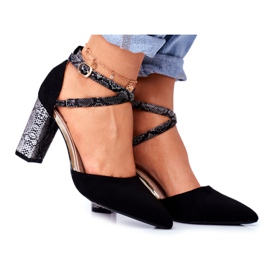S.Barski Zapatos de salón para mujer en el talón de serpiente negro juntos multicolor