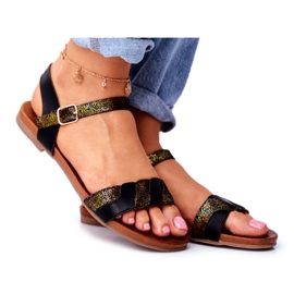 S.Barski Sandalias de mujer Flat Black Summer Vibes negro