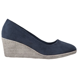 Goodin Zapatos de tacón de ante con cuña azul marino azul