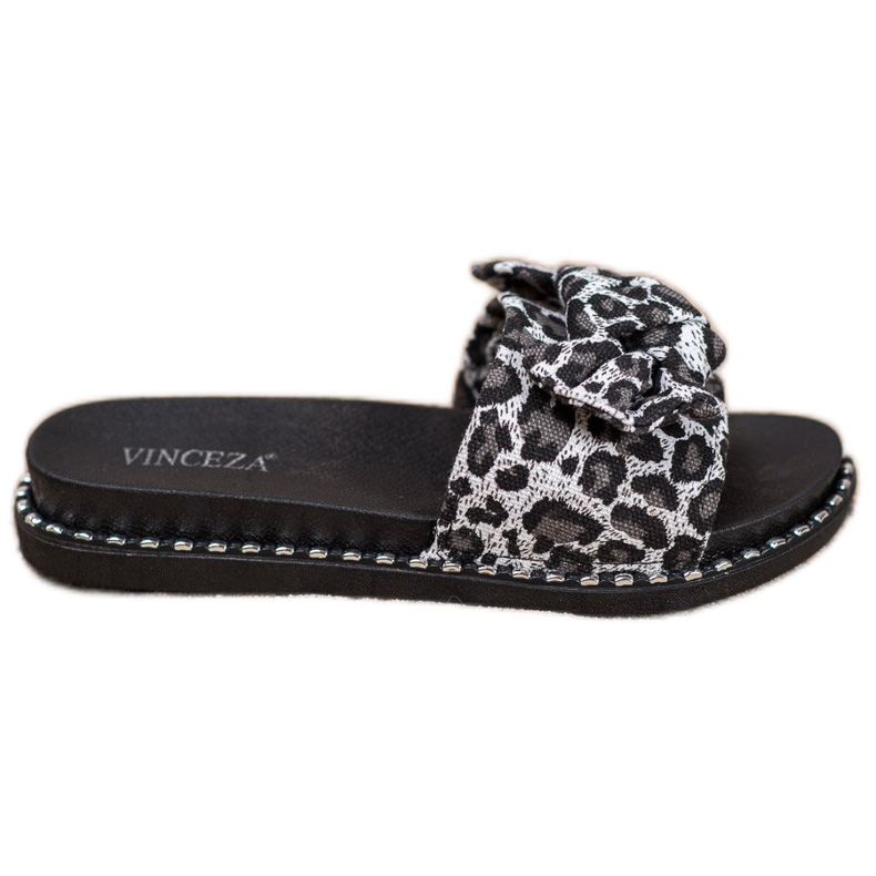Pantuflas VINCEZA con estampado de leopardo gris Pantuflas VINCEZA con estampado de leopardo gris