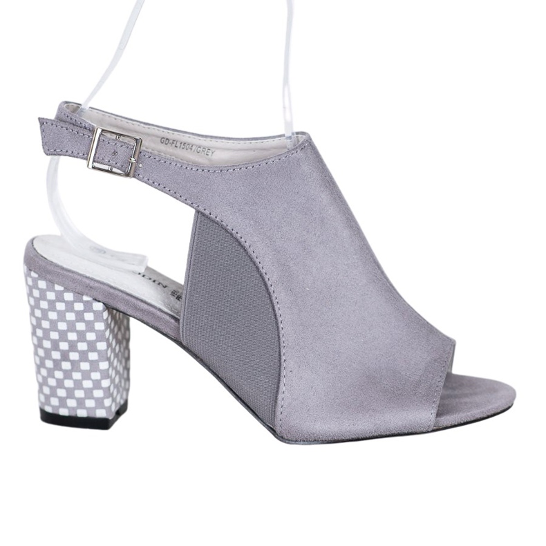 Goodin Sandalias planas con tacón a cuadros gris