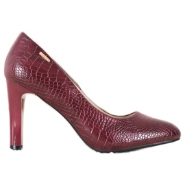 Goodin Zapatos de salón granate con cuero ecológico rojo