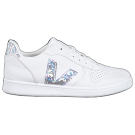 SHELOVET Zapatos blancos con inserciones de holo