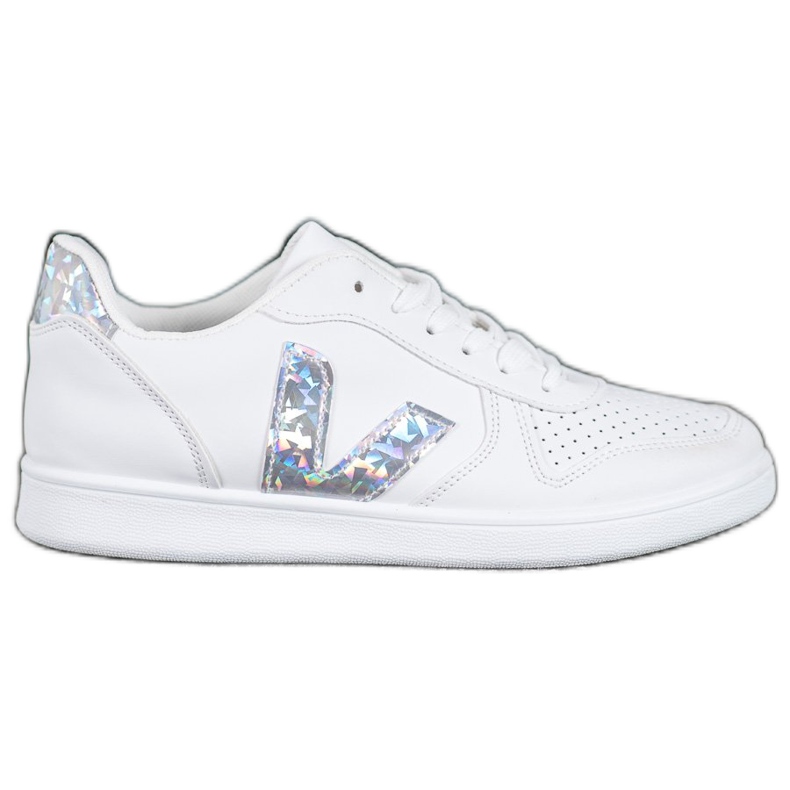 SHELOVET Zapatos blancos con inserciones de holo