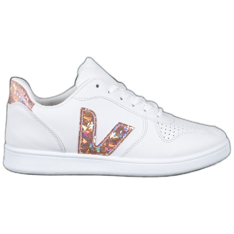 SHELOVET Zapatos blancos con inserciones de holo