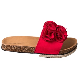 Pantuflas Cómodas Con Flores VINCEZA rojo