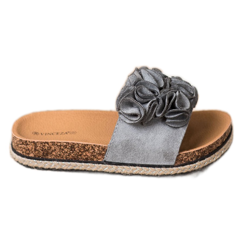 Pantuflas Cómodas Con Flores VINCEZA gris