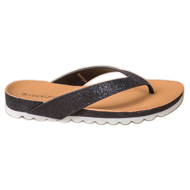Chanclas VINCEZA con purpurina negro