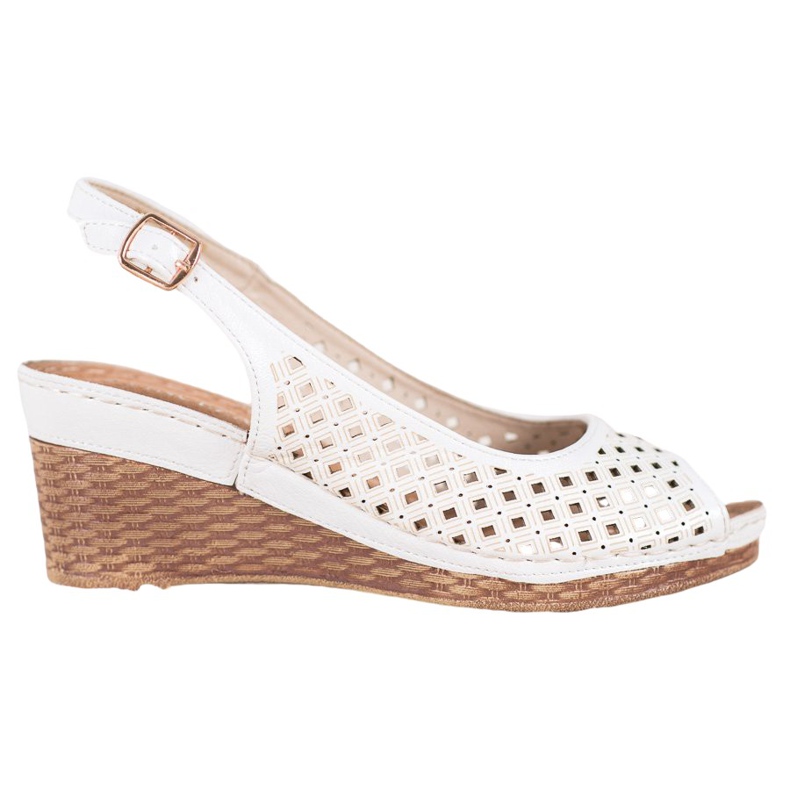 Sandalias caladas en la cuña VINCEZA blanco