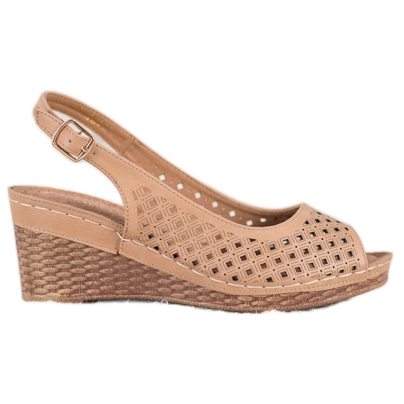 Sandalias caladas en la cuña VINCEZA marrón
