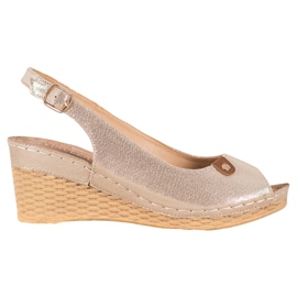 Sandalias Cuña Brillante VINCEZA dorado