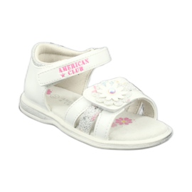 American Club Sandalias Flores de niñas con una perla XD12/20 White blanco