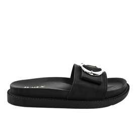 Zapatillas negras con hebilla YQ10067 negro