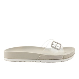 Pantuflas grises transparentes con hebilla SE-9606