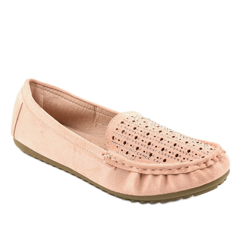 Mocasines nude calados con lentejuelas YSD823Y beige