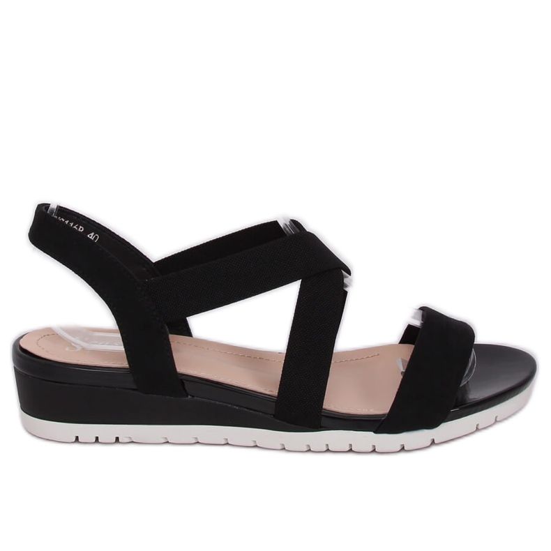 Sandalias negras con tacón de cuña bajo NS116P Negro