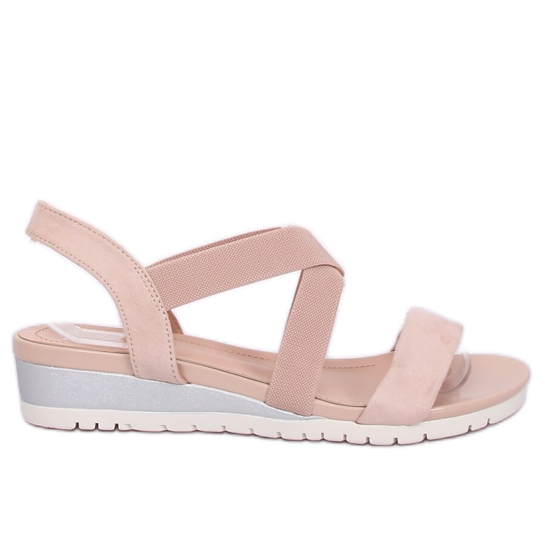 Sandalias de cuña baja beige y rosa NS116P Nude rosado