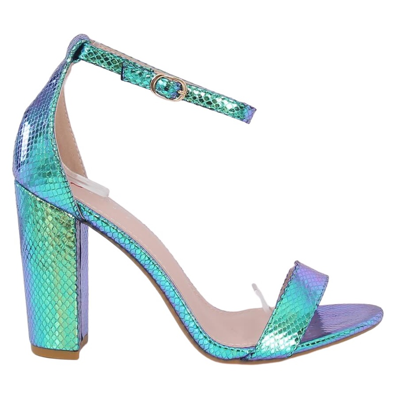 Sandalias de tacón holográficas TU135P Verde azul