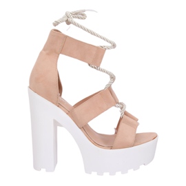 Sandalias en la plataforma beige y rosa NS120 Beige