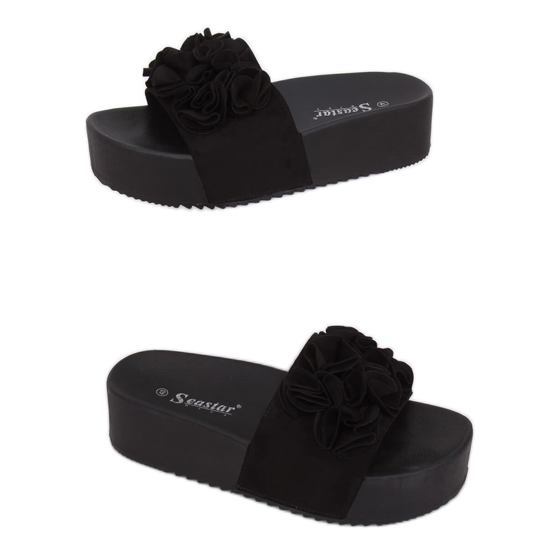 Negro CK148P Pantuflas negras de suela alta
