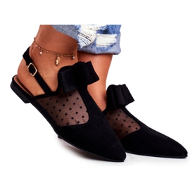 Lu Boo Mujer Bailarina Lazos Mule Domino Negro