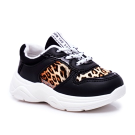 FRROCK Zapatos deportivos negros con estampado de leopardo de penny para niños blanco