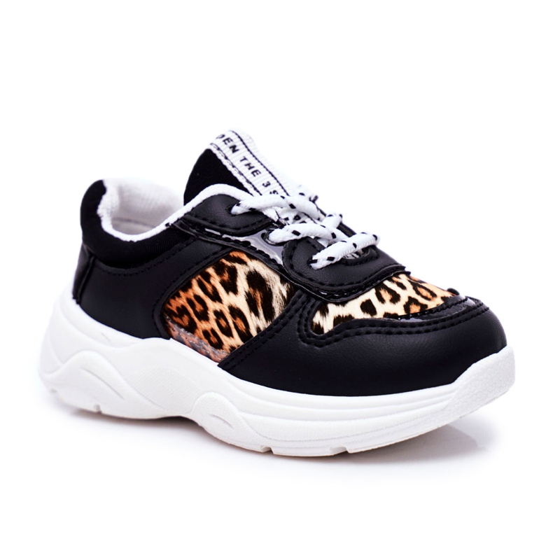 FRROCK Zapatos deportivos negros con estampado de leopardo de penny para niños blanco