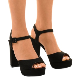 Sandalias negras sobre ante ante poste AT-0660-L negro