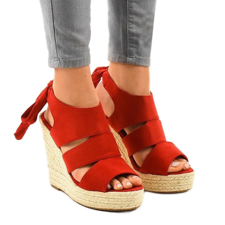 Sandalias cuña alpargatas rojas 77-77 rojo