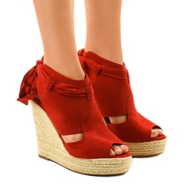 Sandalias cuña alpargatas rojas 77-20 rojo
