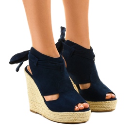 Sandalias cuña alpargatas azul marino 77-20