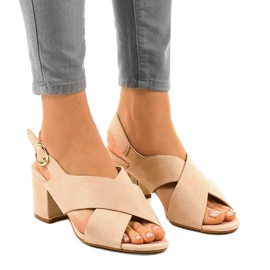 Sandalias de tacón beige ante A305