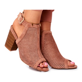 FB1 Botas de calado para mujer Peep Toe Pink Paradise beige rosado