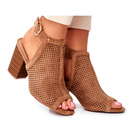 FB1 Botas de calado para mujer Peep Toe Camel Paradise marrón FB1 Botas de calado para mujer Peep Toe Camel Paradise marrón
