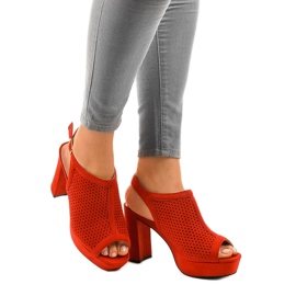 Sandalias de tacón de trabajo abierto 9R82 rojas rojo
