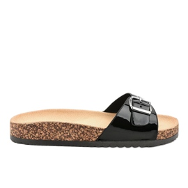Zapatillas negras con hebilla 7016-PL negro