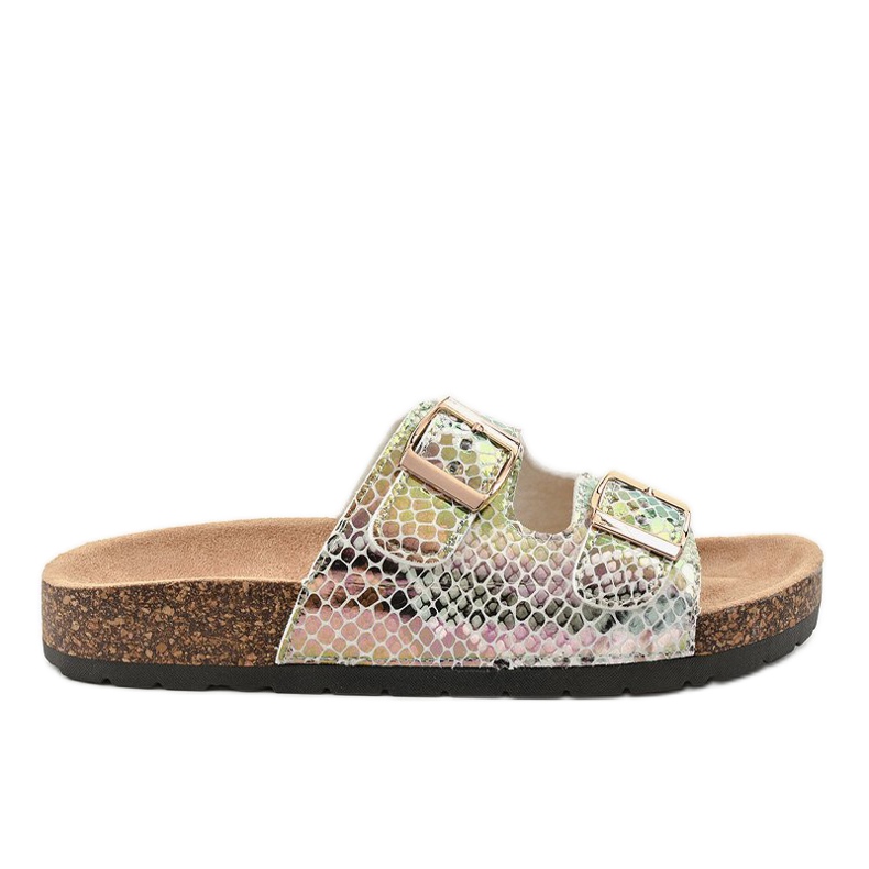 Zapatillas plateadas con hebillas DZ101-16 gris multicolor