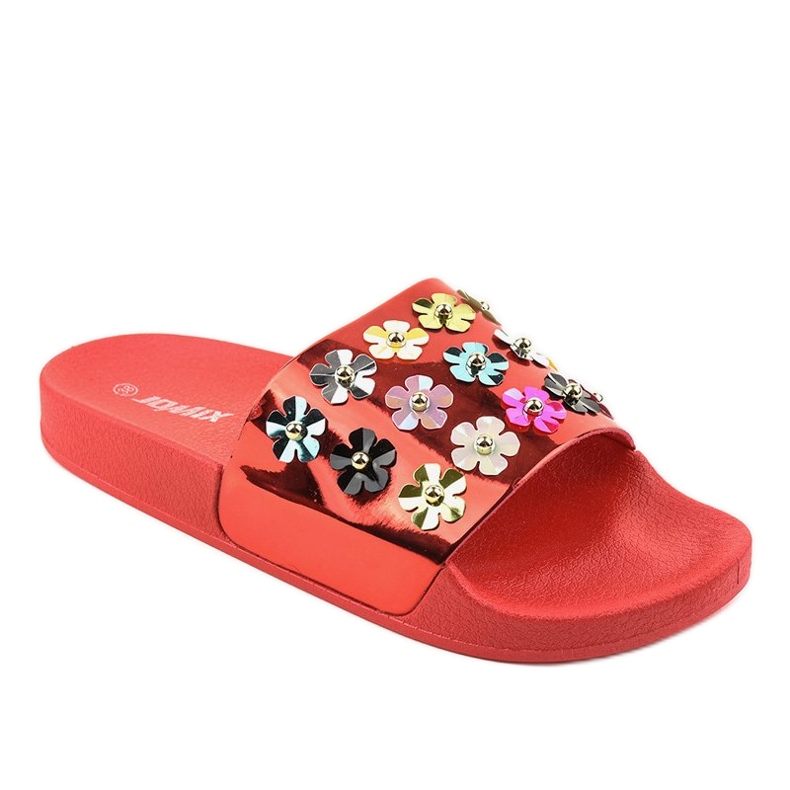 Chanclas rojas con flores D7659-4 rojo