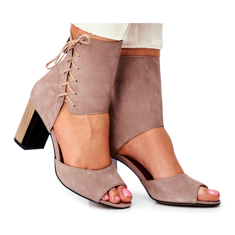 Sandalias De Mujer Con Tacón Alto Maciejka Beige Suede 04122-04 Sandalias De Mujer Con Tacón Alto Maciejka Beige Suede 04122-04